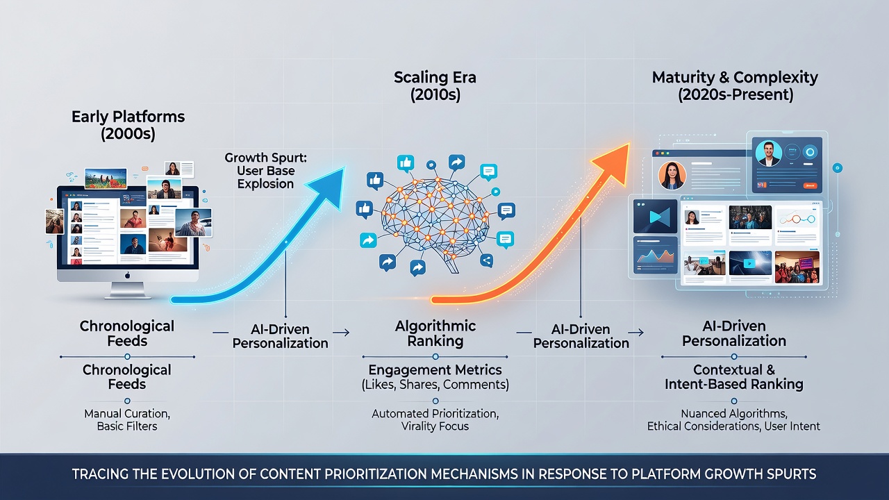 Diagram illustrating layered machine learning architecture for content ranking with user signals feeding into real-time scoring engines
